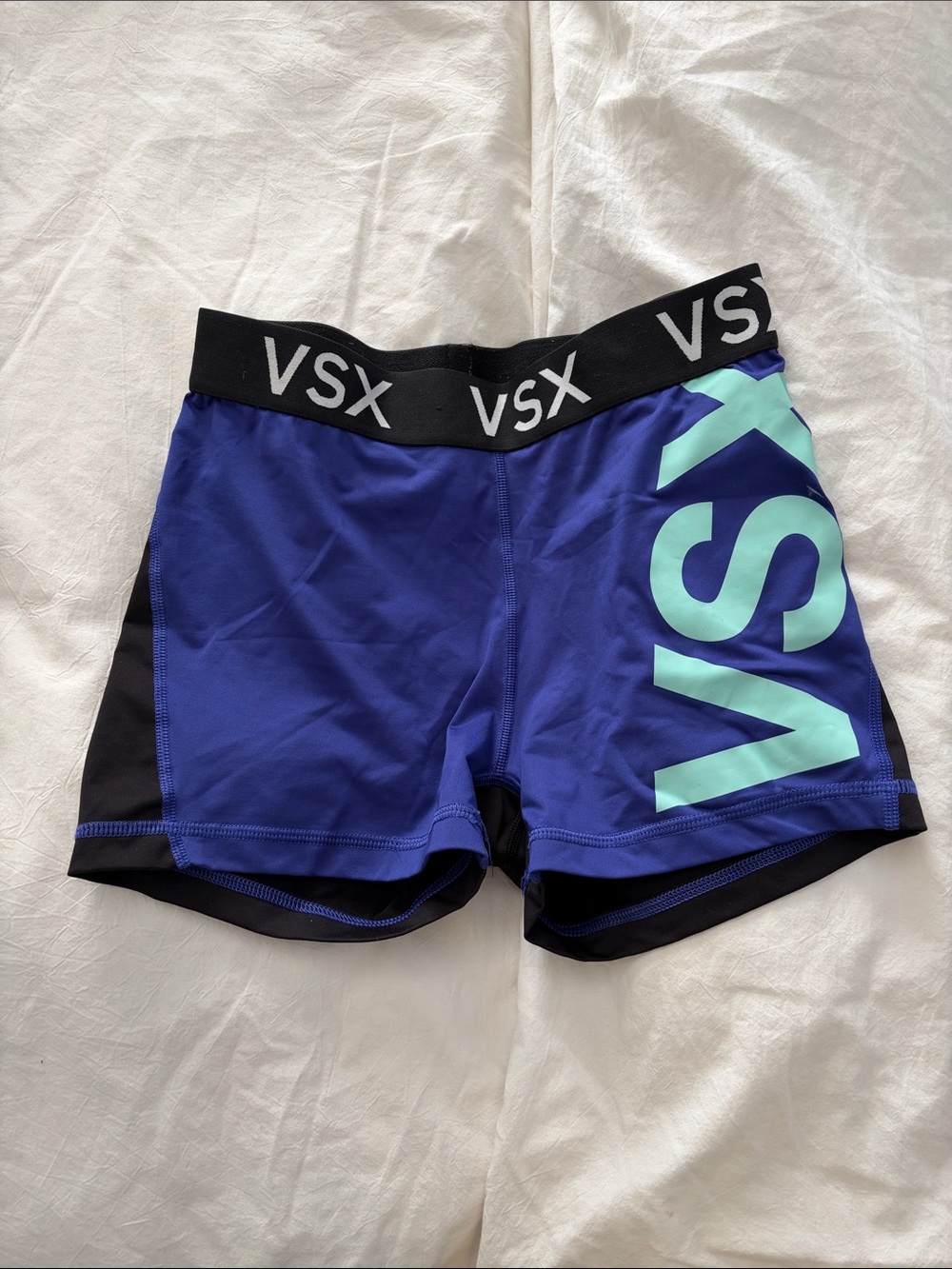 Victoria's Secret VSX Royal Blue Bike Shorts with Mint Logo